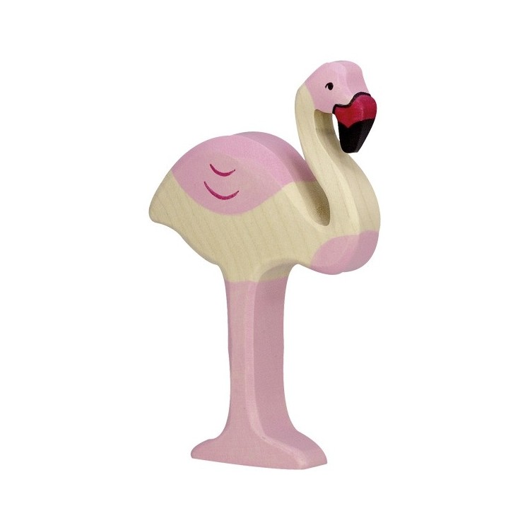 Flamant rose en bois peint à la main