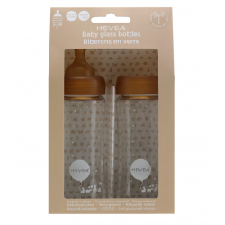 Lot de 2 biberons en verre et caoutchouc - 250 ml "zéro plastique"