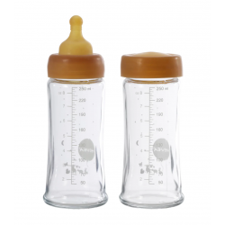 Lot de 2 biberons en verre et caoutchouc - 250 ml "zéro plastique"